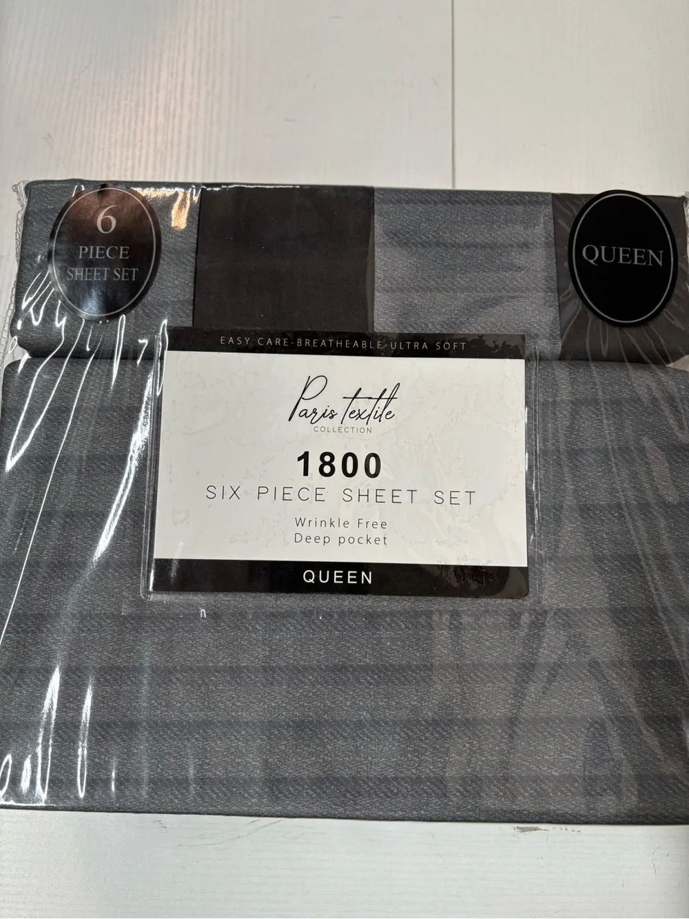 Paris Textile 1800 Six Piece Sheet Set - Gray (Queen)